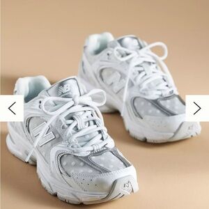 New Balance 530 Polka Dot White & Silver Sneakers 8